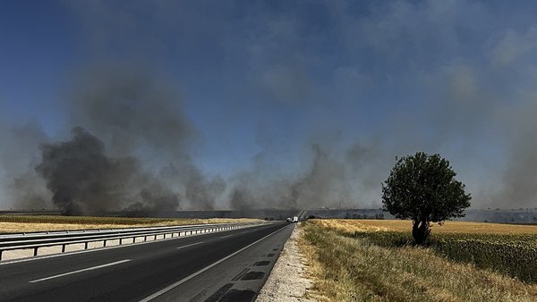 Son dakika haberi: Edirne’de anız yangını! Karayolu çift yönlü kapatıldı
