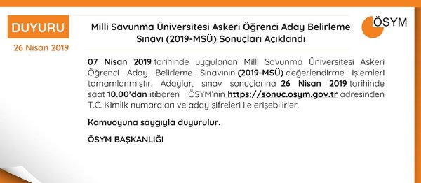 2019 MSÜ sonucu açıklandı! MSÜ sınav soru ve cevapları erişime açıldı!