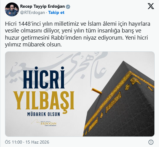 Başkan Erdoğan’dan hicri yılbaşı mesajı