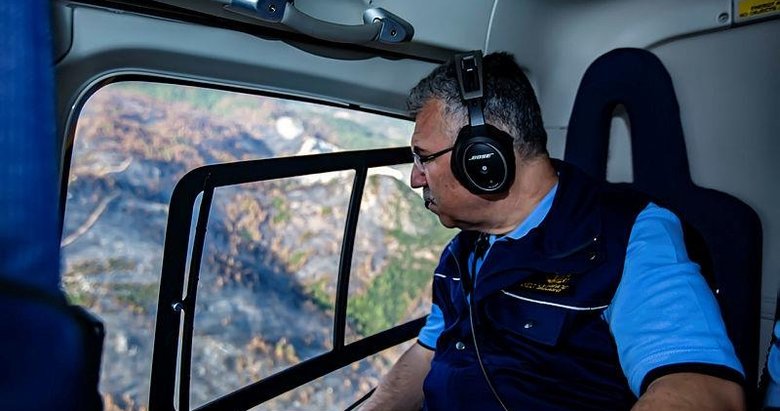 İlk işi yangın alanında inceleme oldu