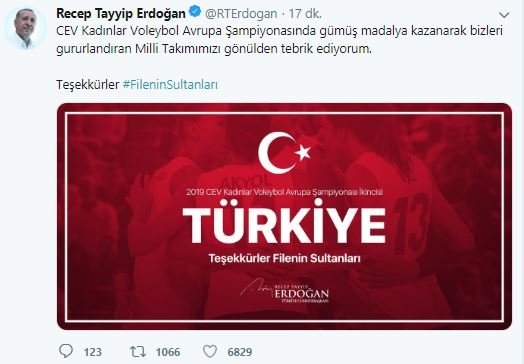 Başkan Erdoğan, filenin sultanlarını tebrik etti