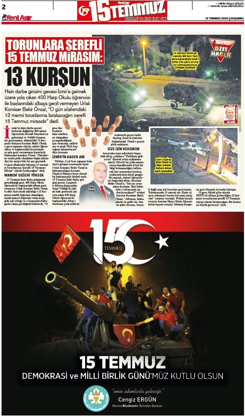 Yeni Asır Gazetesi 15 Temmuz Demokrasi ve Milli Birlik Günü ekleri 15 Temmuz 2020