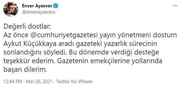 İhaleci Enver Aysever, Cumhuriyet Gazetesi’nden kovuldu