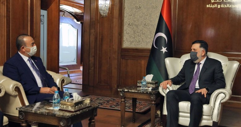 Bakan Mevlüt Çavuşoğlu Libya UMH Başkanı Serrac ile görüştü