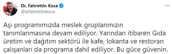 Yarından Itibaren Gıda Sektörü Ve Restoran Çalışanları Aşılanacak 2 son dakika bakan koca duyurdu yarindan itibaren gida sektoru ve restoran calisanlari asilanacak 1623344830041