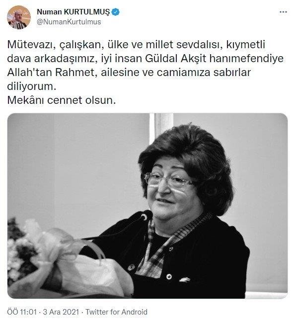 AK Partili eski bakan Güldal Akşit hayatını kaybetti
