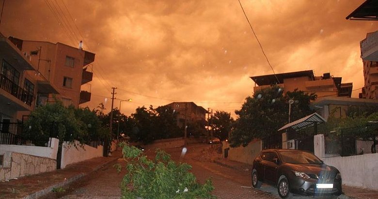 Aydın’da gök kızıla boyandı! Fırtına ve toz bulutu