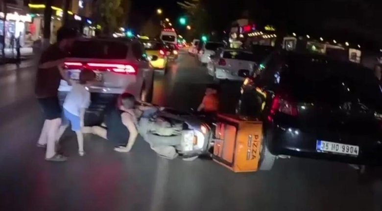 İzmir’deki kazada eşine motor çarpan adam sürücüye saldırdı