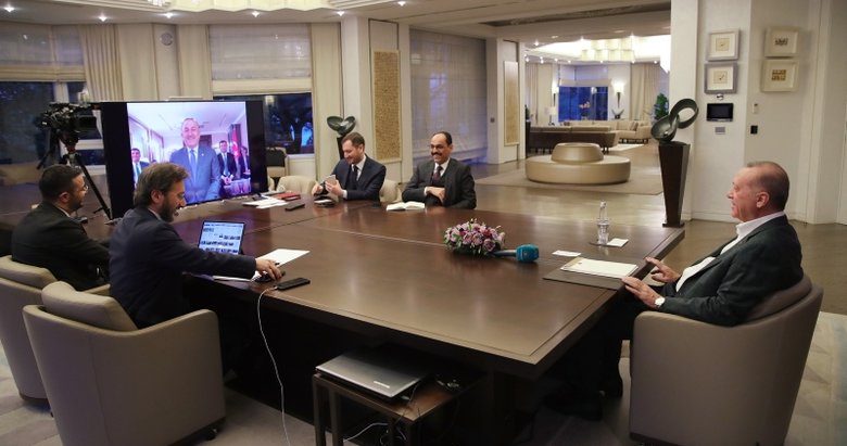 Başkan Erdoğan, kabine üyeleriyle video konferansta bir araya geldi