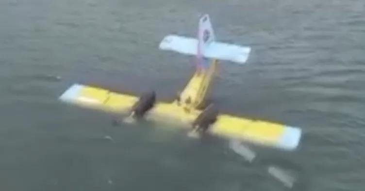 Yangın söndürme uçağı Didim’de göle sert iniş yaptı