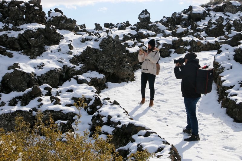 Kula Salihli Volkanik Jeoparkı, kar sonrası beyaza büründü