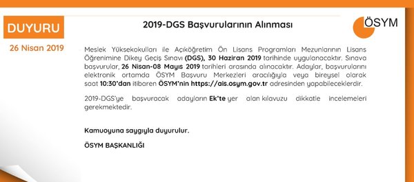 DGS başvuruları nasıl yapılır? ÖSYM-2019/DGS sınavı ne zaman?