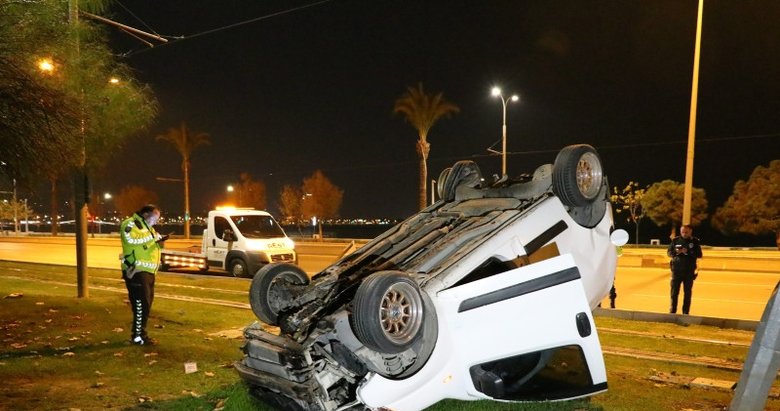 İzmir’de takla atan sürücü olay yerinden kaçtı!