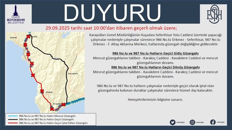 ESHOT’tan duyuru: İzmir’de bu güzergahları kullanacaklar dikkat!