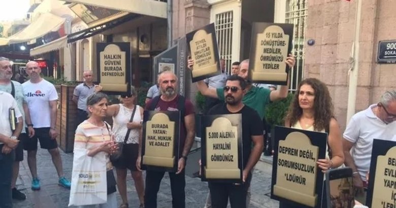 Kooperatif mağdurlarından mezar taşlı eylem