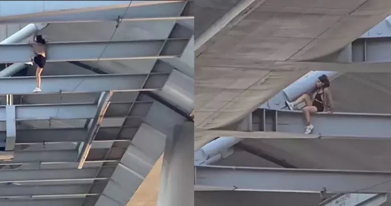 Genç kadın yürekleri ağza getirdi! Vatandaşlar şaşkınlıkla izledi!