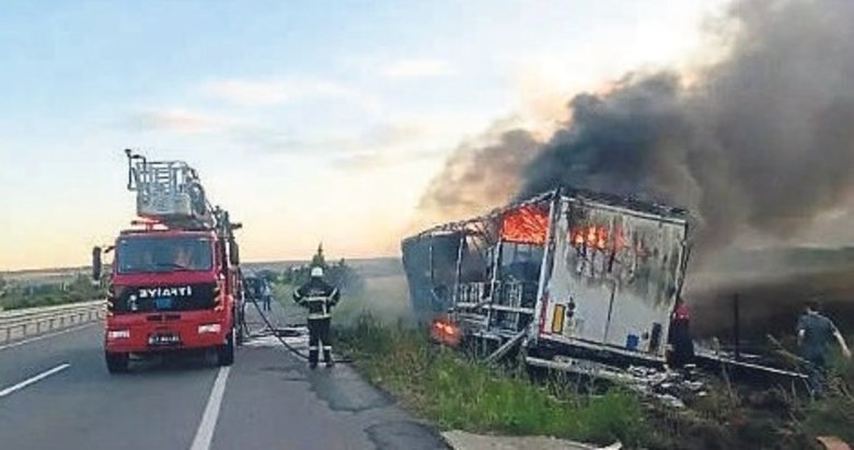 Devrilip yanan TIR’ın şoförü alkollü çıktı