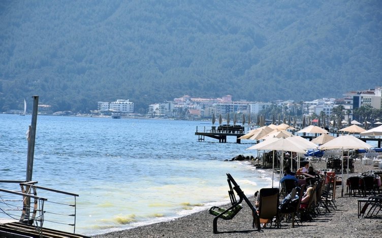 Marmaris’te denizin kıyısı sarıya boyadı