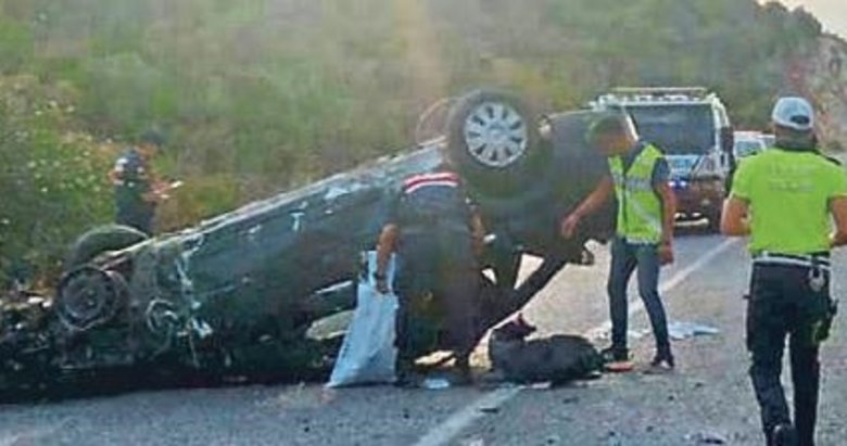 Takla atan otomobilin sürücüsü feci şekilde öldü