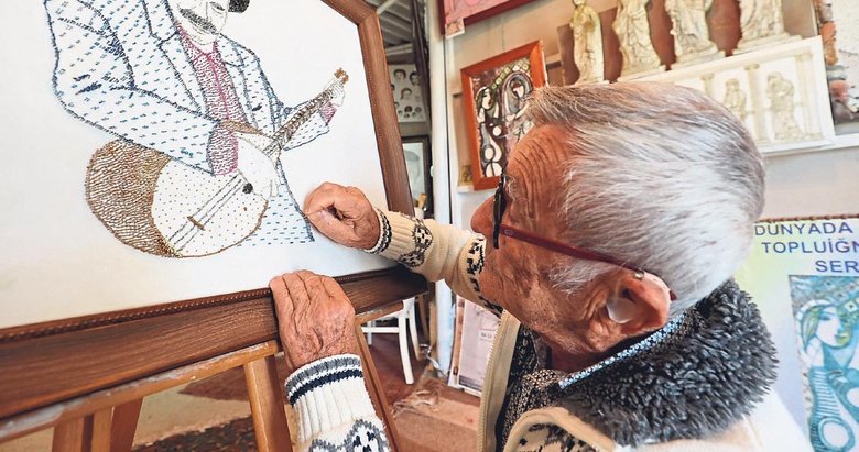34 bin toplu iğne ile Aşık Veysel tablosu yaptı