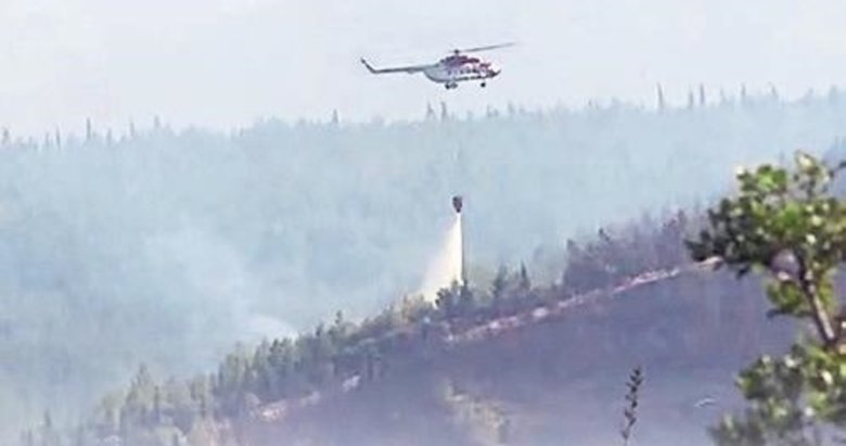 Helikopterle yangına 7.5 ton su bosaltıldı