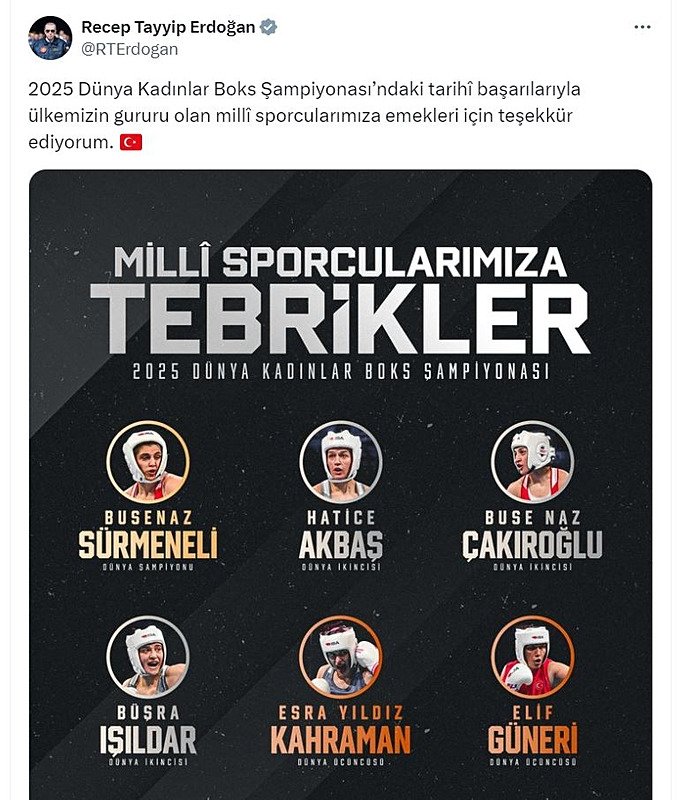Başkan Erdoğan’dan Milli sporculara tebrik