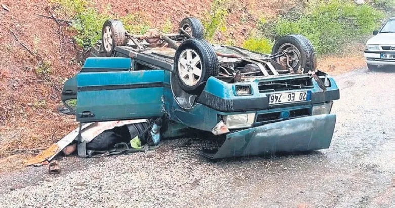 Takla atan otomobilde baba öldü kızı yaralandı