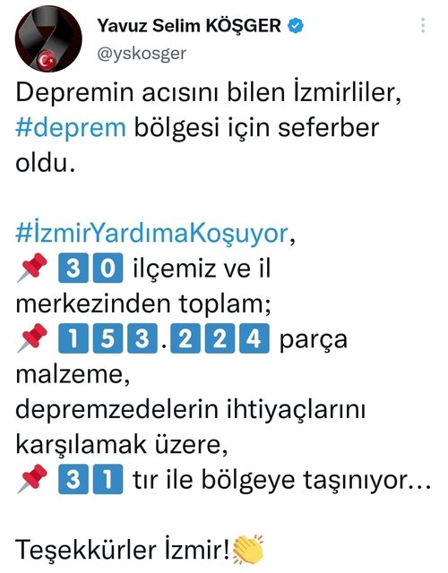 İzmir’den deprem bölgesine yardım seferberliği! 31 tır malzeme gönderildi