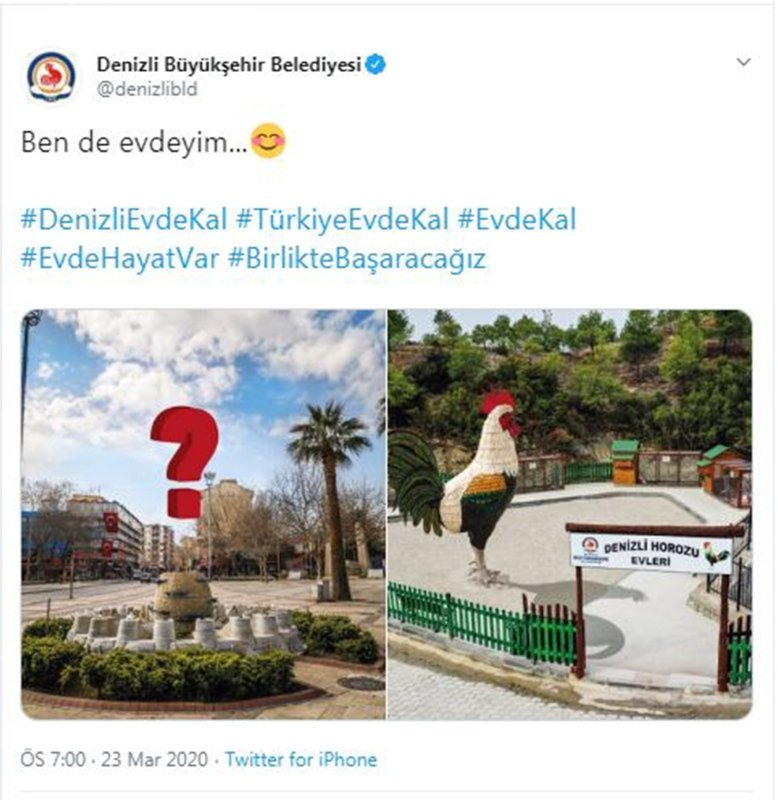 Denizli Büyükşehir Belediyesi'nden sıra dışı #Evdekal çağrısı.