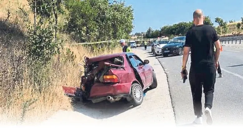 Süt tankeri emniyet şeridindeki araca çarptı