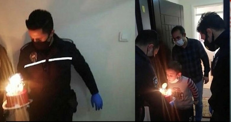 Izmir De 7 Yasindaki Ali Nin Dogum Gunu Pastasini Polisler Getirdi Izmir Haberleri