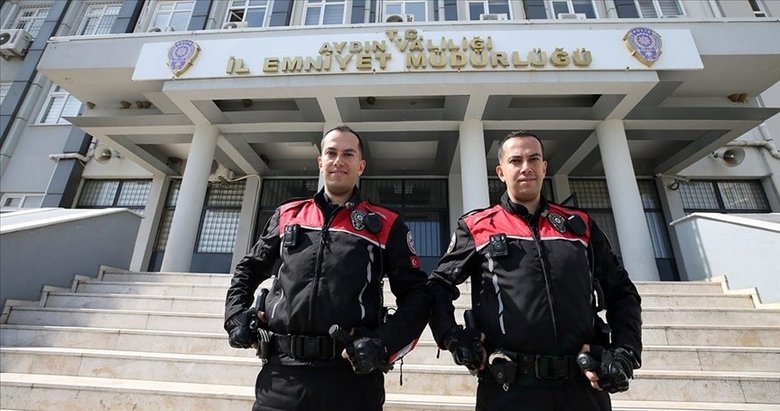 Aydınlı ikiz polisler görev başında