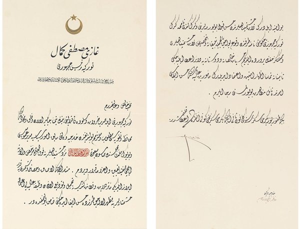 Atatürk’ün ıslak imzalı mektubu açık artırmada