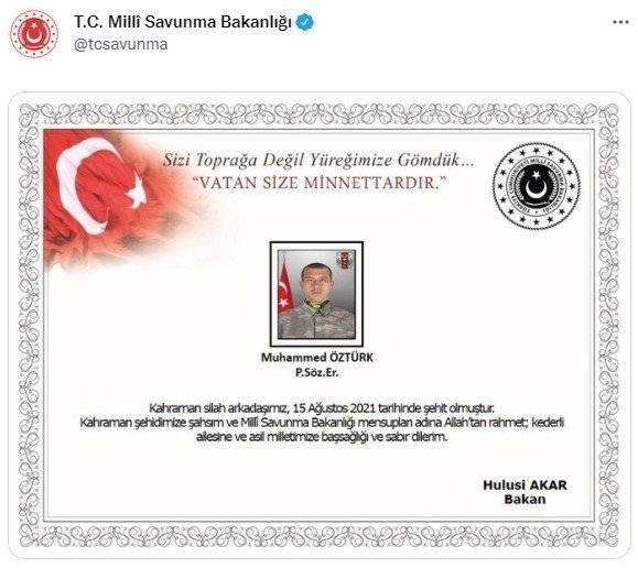 Başkan Erdoğan’dan şehit ailesine başsağlığı mesajı