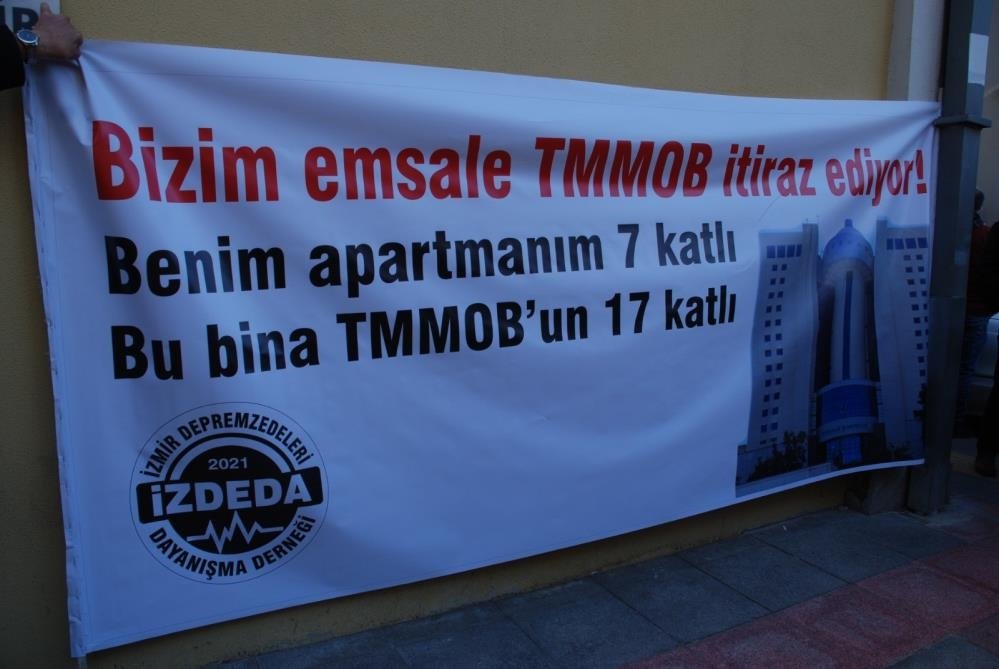İZDEDA üyesi depremzedeler, TMMOB’u protesto etti