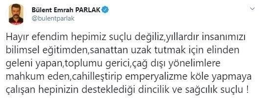 Oyuncu Bülent Emrah Parlak’tan skandal Emine Bulut paylaşımı