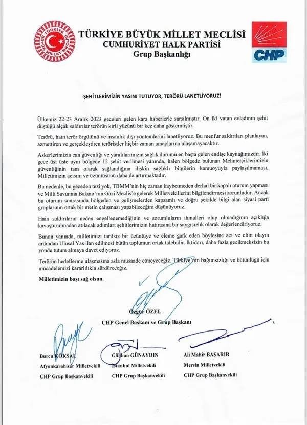 Şehitler için ortak bildiriye CHP ve Dem Parti imza koymadı