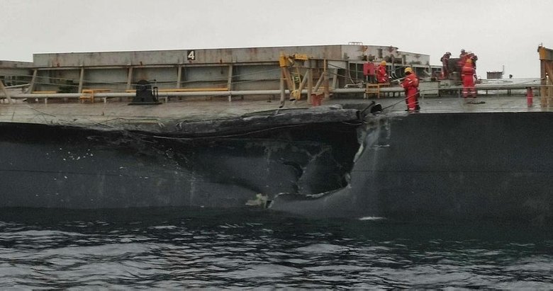 Çanakkale Boğazı girişinde çarpışan gemilerde hasar tespiti yapıldı