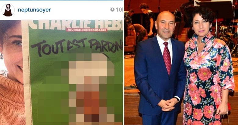 CHP’li Tunç Soyer’in eşi Neptün Soyer’den Charlie Hebdo’nun skandal karikatürüne destek