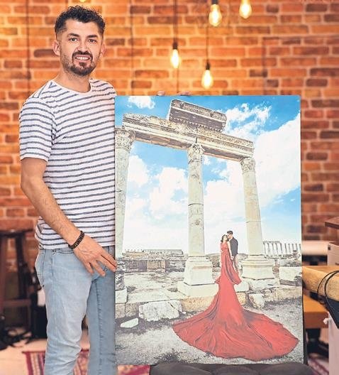 Düğün pozu için Pamukkale’ye geliyorlar