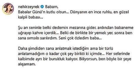Nehir Zeyrek’ten yürek burkan babalar günü mesajı