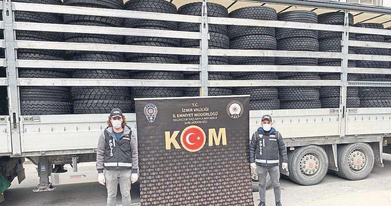 İzmir’de 2 milyon liralık kaçak araç lastiği ele geçti