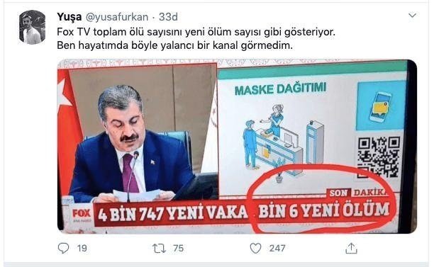 FOX TV’den korona skandalı!