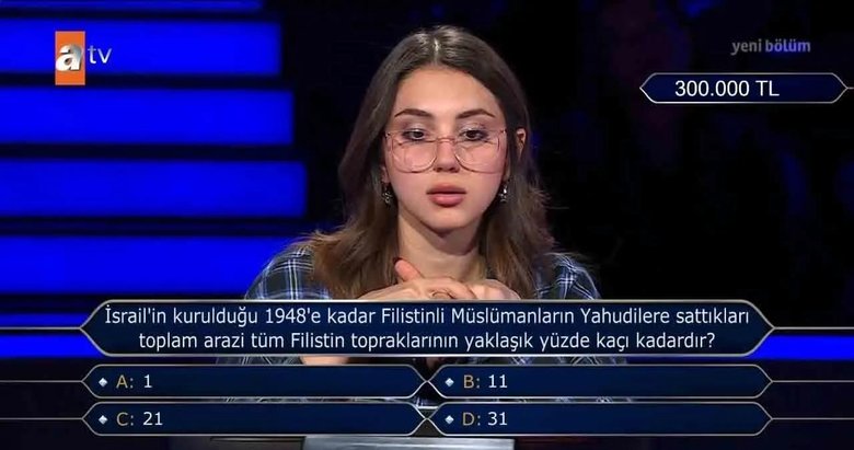 Kim Milyoner Olmak İster’e Filistin sorusu damga vurdu! Yanlış bilinen gerçek bir kez daha ortaya serildi