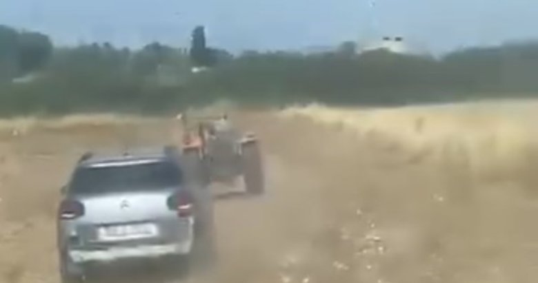 Kendisine çarpan traktörün peşine düştü: Önünü kesip emniyete ihbar etti