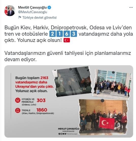 Ukrayna’dan 2 bin 163 kişi daha Türkiye yolunda