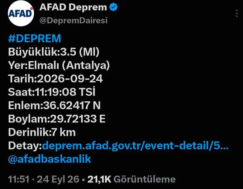 SON DAKİKA: Antalya sallandı! AFAD depremin büyüklüğünü açıkladı