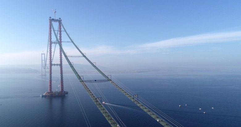 1915 Çanakkale Köprüsü kedi yolu tamamlandı sıra ana halatlarda