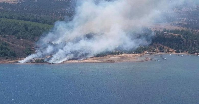 Cunda Adası’nda orman yangını! Helikopterler kaldırıldı...