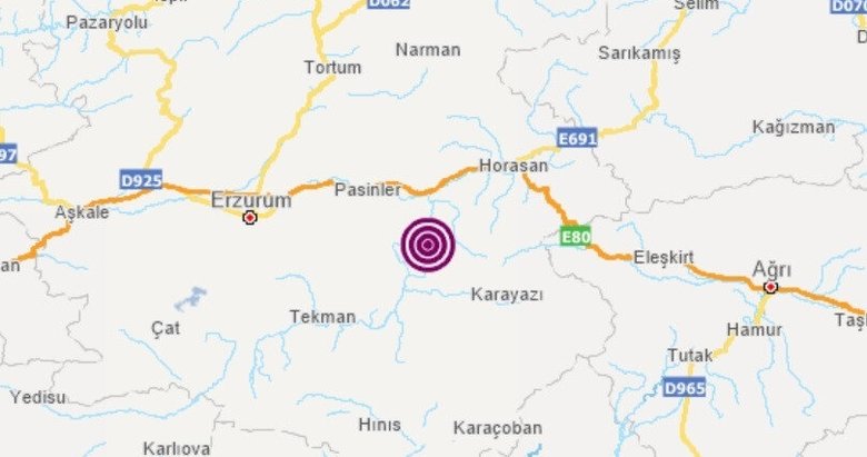Erzurum’da 5.1 büyüklüğünde deprem meydana geldi